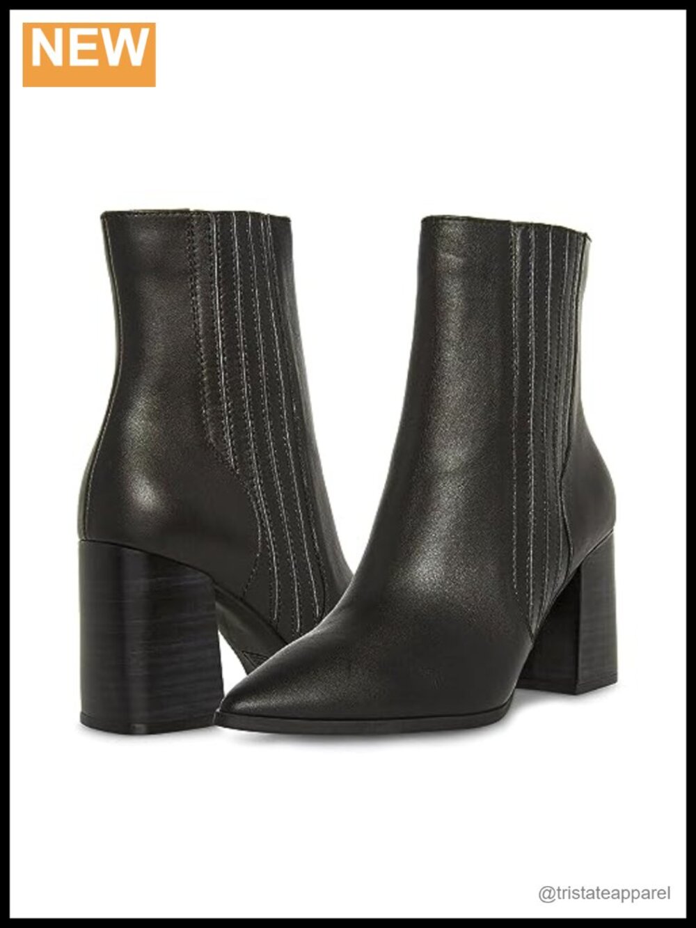 Women's Waterproof Leather Ankle Bootie Block Heel
